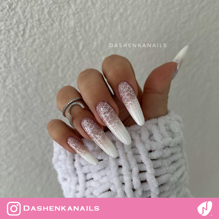 Stamped Ombre White and Nude Nails